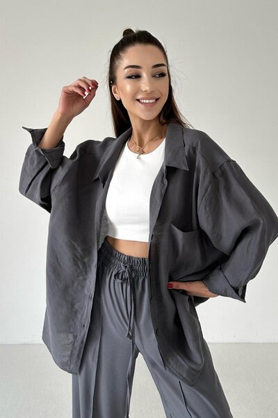 MODA GÜLAY Kadın Oversize Salaş Premium Gömlek