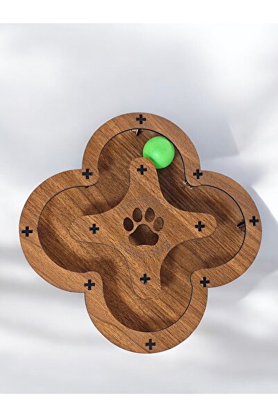 Quun Emse Natural Wooden Cat Toy - Two Layers, Spring Ball, First in Turkey