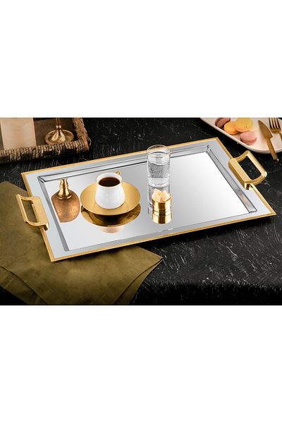Tiamo Mios Coffee Color Stainless Steel Gold Plated Tray