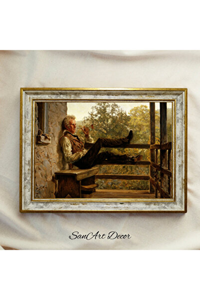 Sanart Pictură de epocă înrămată, pictură în ulei, pictură înrămată, decor ar...
