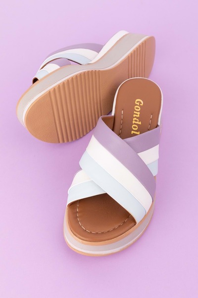 Gondol Жіночі справжні шкіряні тапочки на платформі, кольорові, Mlk.5350