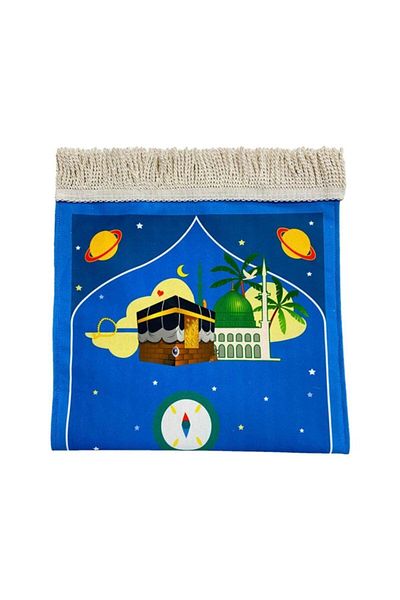 Hicaz Pazarı 1 Tl Digital Printed and Lined Small Children's Prayer Mat - Double Layer