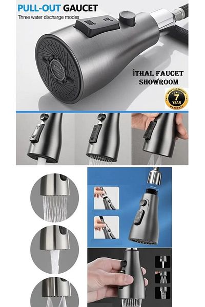 OEM Anthracite Gray 3 Mode Spiral Tap Head - New Patterned
