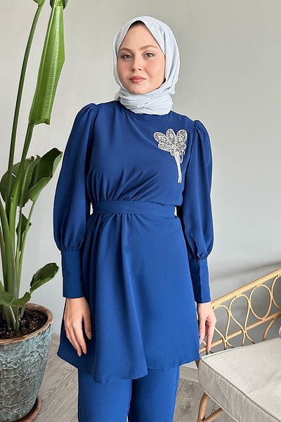 InStyle Saks Blue Half Drawstring Double Set