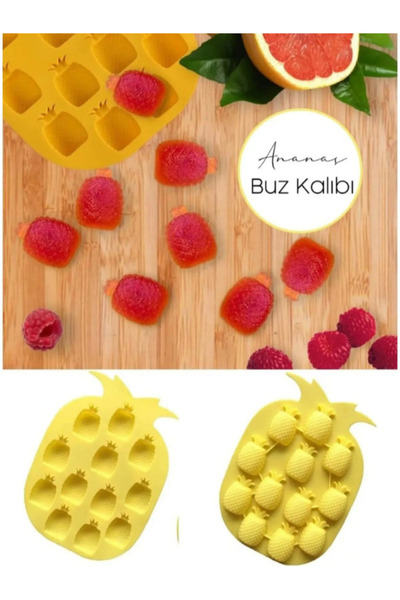 Genel Markalar Mum Kalıbı Pratik Ananas Şeklinde Silikon Çikolata - Buz Kalıb...