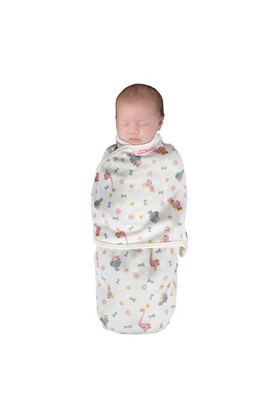 Sevi Bebe Unisex Baby White Interlock Swaddle Dinosaur