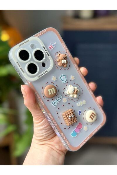 Go Aksesuar حافظة آيفون 14 برو بتصميم تيدي بير شفاف