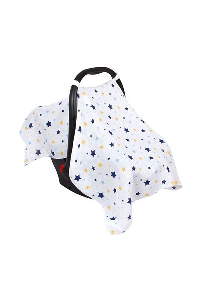 Sevi Bebe Muslin Stroller and Baby Carrier Cover Art-41 Starburst Blue