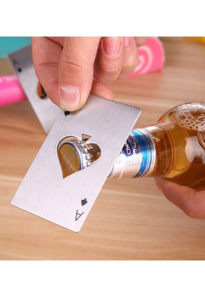 lovebox Stainless Steel Ace of Spades Decorative Bottle Opener 2 Pieces