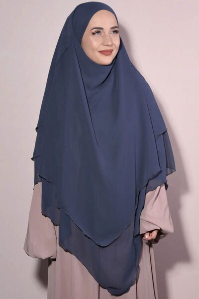 İSTANBULSTYLEMODA Μπλε ναυτικό μαντήλι σιφόν με σκουφίτσα - 2320