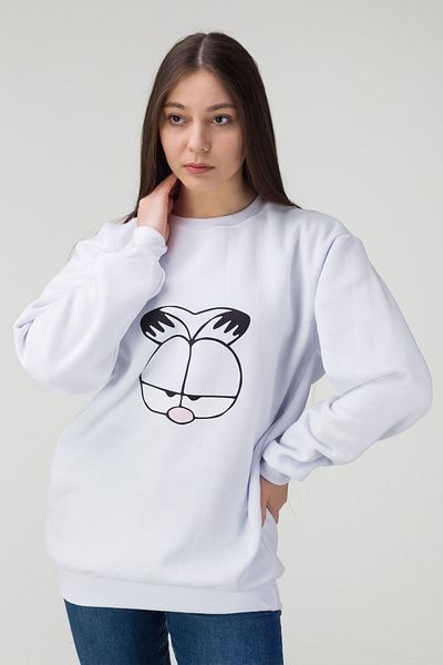 MODAGEN Φούτερ Unisex White Garfield με στάμπα με λαιμόκοψη