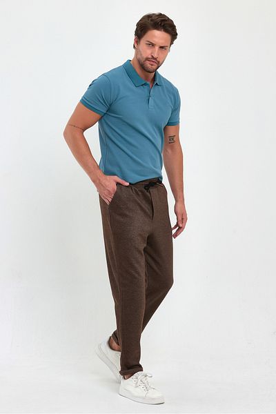 COMBİNE MİCHAİL Ανδρικό παντελόνι Jogger - Διπλό πόδι, βαμβακερό, πίσω τσέπη και ελαστική μέση ΚΑΦΕ