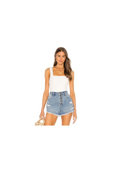 zaccana z White Silk Jersey Bodysuit - Square Neck, Double Layer, Zero Sleeve MT23