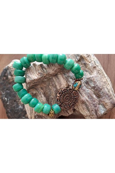 azra takı tasarım Handmade Indian Glass Turquoise, Evil Eye Bead, Tasseled Authentic, Ethnic, Bohemian Women's Bracelet
