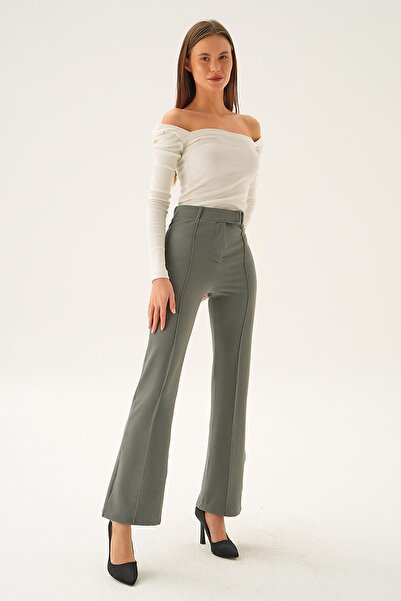Rays 6874A Model - GrAy Striped WAist DetAiled Trousers