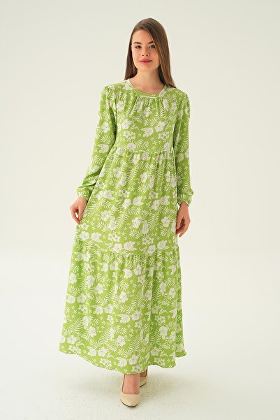 Rays Φόρεμα με λουλουδάτο σχέδιο με ελαστικό μανίκι, μοντέλο Pistachio Green ...