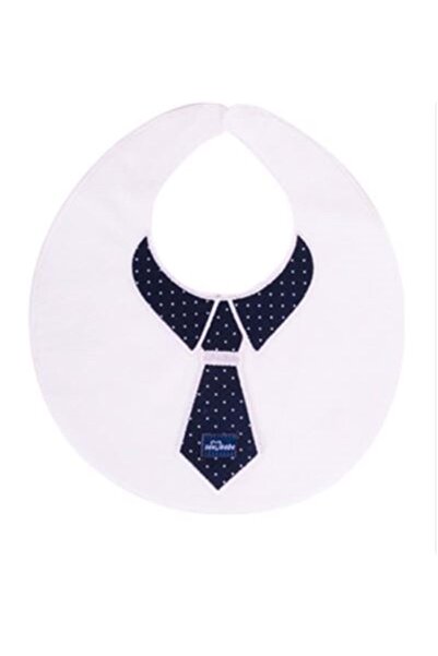 Sevi Bebe Baby Boy 2-Piece White Baby Bib with Tie Pattern