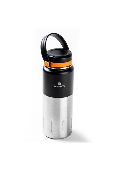 Tantitoni 024-01-ترمس ستانلس ستيل أسود - طبقة مزدوجة، مع حامل، 500 مل