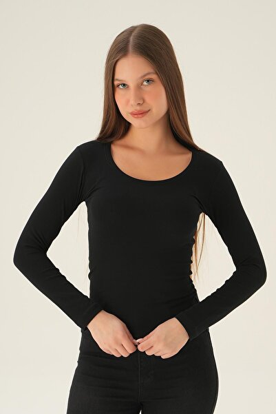 Rays Bluză neagră cu decolteu în U 952