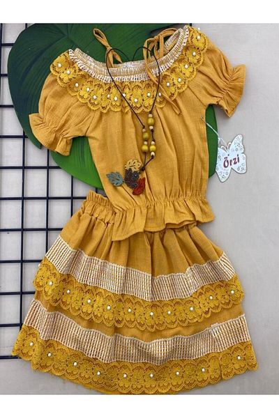 ÖRZİKİDS skirted gradient with pearls suit