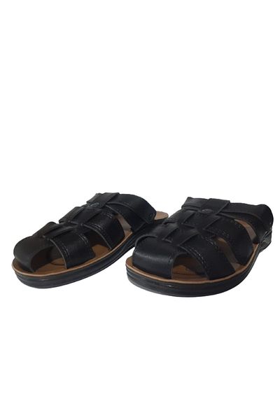 CANER Black Orthopedic Casual Men's Slippers - Front Closed Sole, cnrr658-00