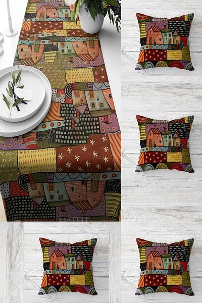 on the clouds Masă cu mozaic cu model Summer House - Set de 4 aleer decorativ