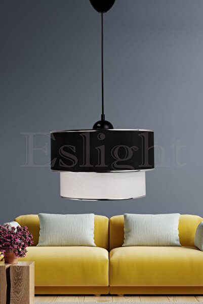 Eslight Sakız Modern Tekli Sarkıt Avize Siyah-gümüş Es-sk08