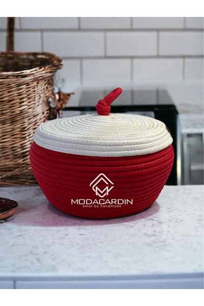 ModaCardin Wicker Jute Organizer - Basket with Lid
