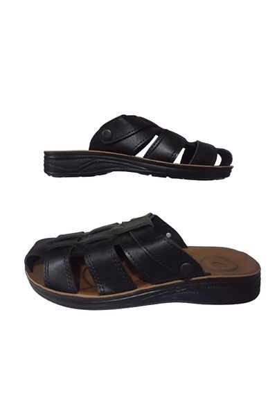 CANER Black Orthopedic Casual Men's Slippers - Front Closed Sole, cnrr658-00