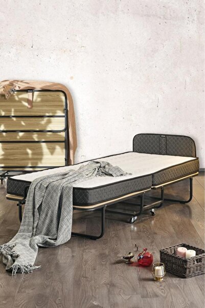 Niron Yatak Niron Premium Katlanır Yatak 90x200 cm Paket Yaylı Lüks Yatak ve Kaydırmaz Kumaş Kaplı Karyola
