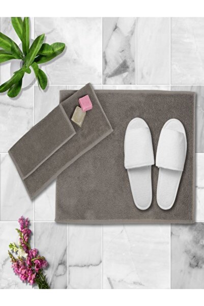 icon line Cotton 3 Piece Bath Towel Set - Icon Gray Icon Set 3 Pieces Gray, B...