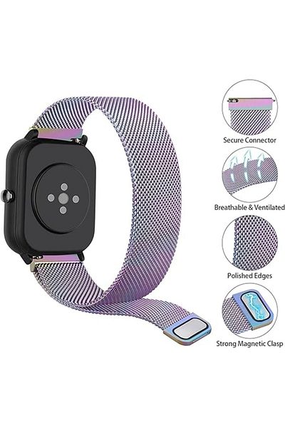 Nezih Case ل Amazfit GTS / GTS 2 / GTS 2 Mini / GTS 2e / GTS 3 / GTS 4 Mini / GTS 4 سلك معدني شبكي ميلانو