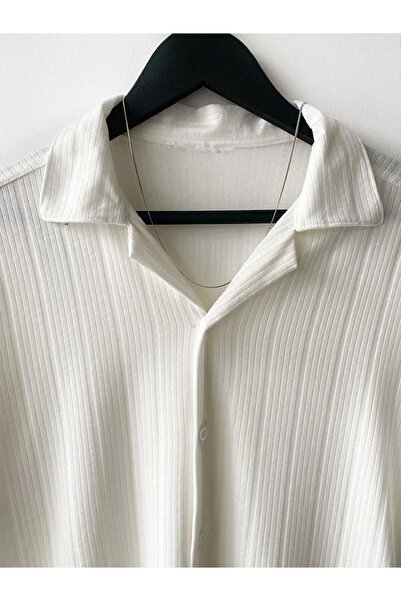 DATİCH Cămașă de vară cu mânecă scurtă din bumbac cu model alb pentru bărbați