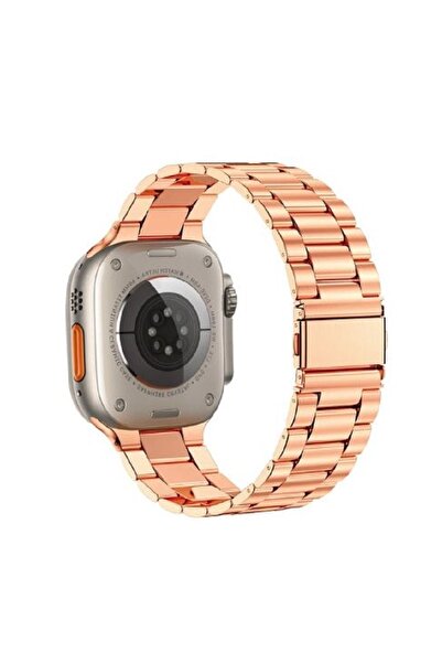 Nezih Case Apple Watch Ultra / Ultra 2 49mm Uyumlu Paslanmaz Çelik Baklalı Me...
