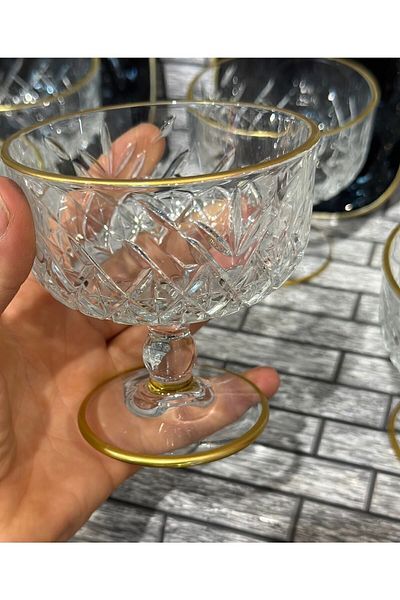 Paşabahçe Timeless 6 Piece Gold Ice Cream Set