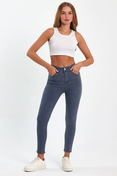 geenz manifacture Pantaloni skinny din lycra cu talie înaltă