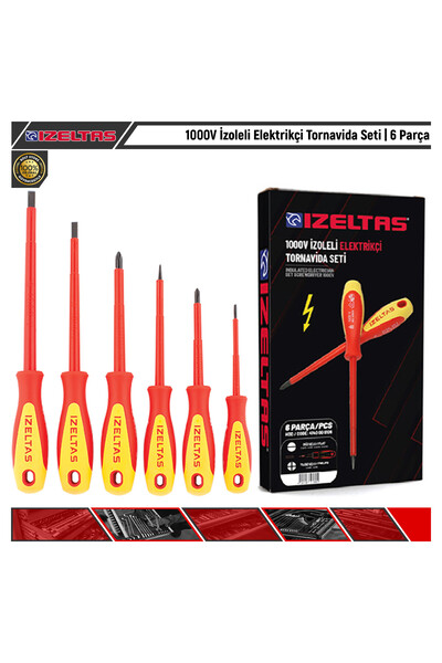 İzeltaş 1000V İzoleli Elektrikçi Tornavida Seti | 6 Parça