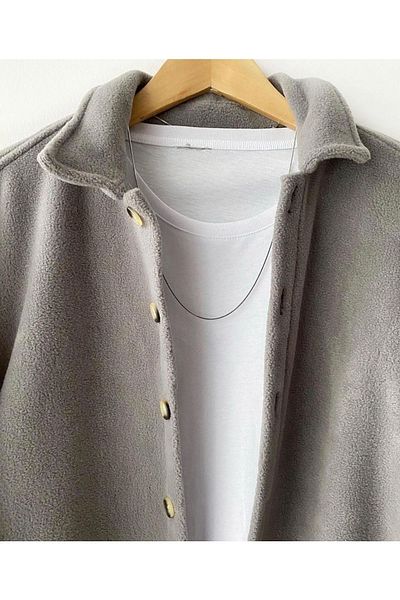 A&O Style Ανδρικό πουκάμισο Anthracite Thick Fleece Oversize