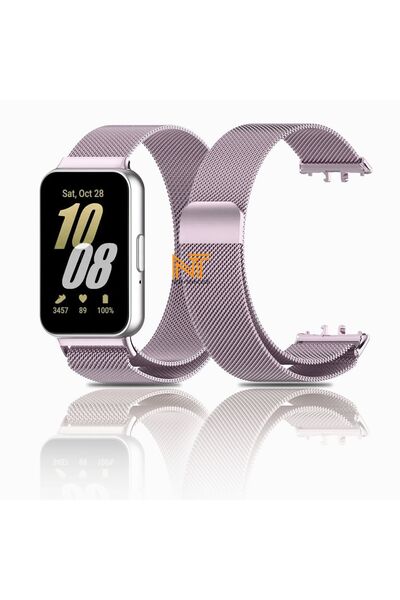 Nezih Case Samsung Galaxy Fit 3 Uyumlu Milanes Tasarım Hasır Örgü Metal Kordon