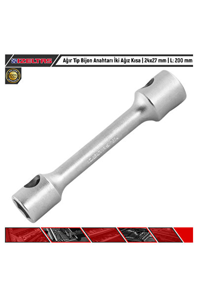 İzeltaş Ağır Tip Bijon Anahtarı İki Ağız Kısa | 24x27 mm | L: 200 mm