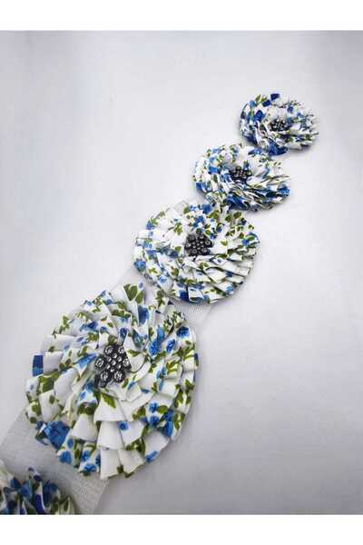 FASHİON DANTEL Saten Kurdele Şerit Taşlı Çiçek Aplik Çeyiz ve Bohça Süsleme 8...