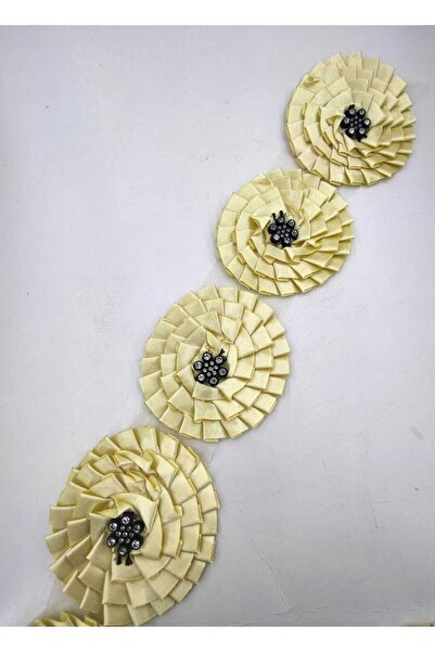 FASHİON DANTEL Aplicație florală din panglică de satin cu pietre - Decor pent...