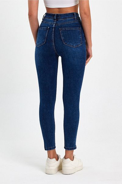 geenz manifacture Sandy Laser Λεπτομέρεια Μπλε ψηλόμεσο Skinny Jean