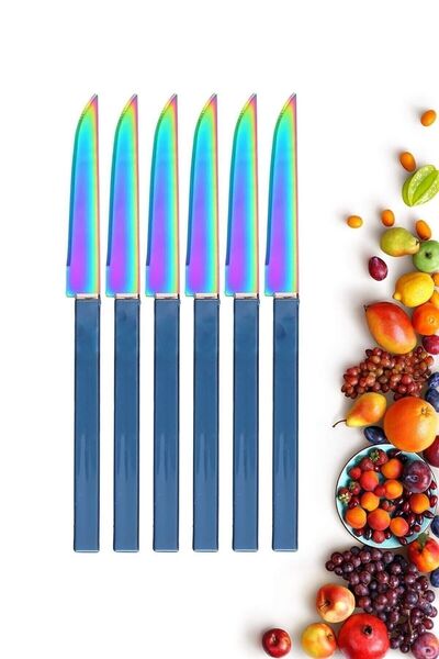 Genel Markalar Yeni Ürün Meyve Bıçağı Seti Parlement Mavisi 6 Parça Bıçak Tak...