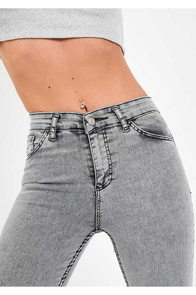 geenz manifacture Γυναικείο Snow Wash Grey Ψηλόμεσο Slim Leg Skinny Lycra Jeans