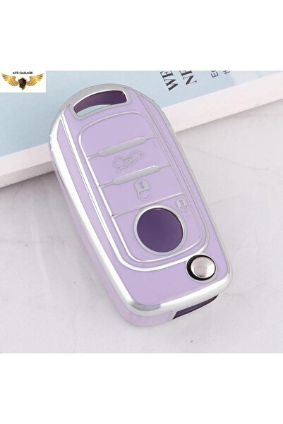 AYZ GARAGE Fiat Egea TPU Malzeme Lila Anahtar Kılıfı (3 Tuşlu)