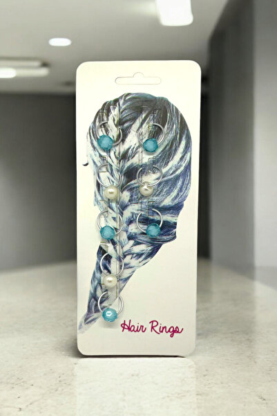 FAHA حلق شعر مزين بالخرز الملون وخاتم شعر - D