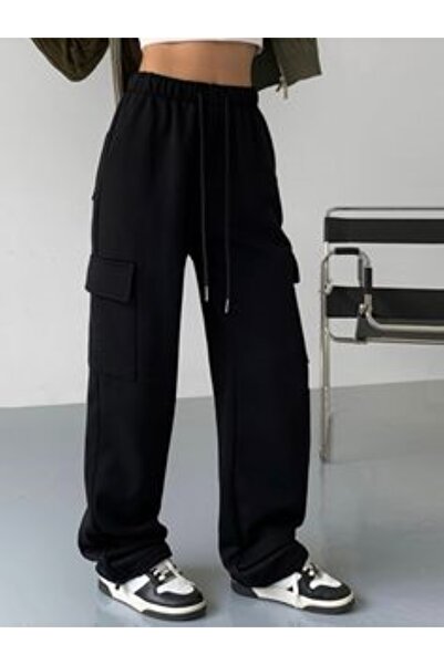 THE WHITE Μαύρη φόρμα με τσέπη Cargo