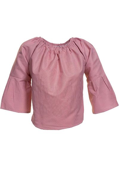 Exve Exclusive Red White Petite Square Women's Off Shoulder Blouse