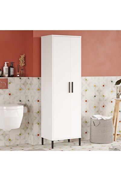 L'occi Concept Harvey Kapaklı Çok Amaçlı Dolap Vileda Banyo Dolabı Metal Ayak Beyaz Hr1-w